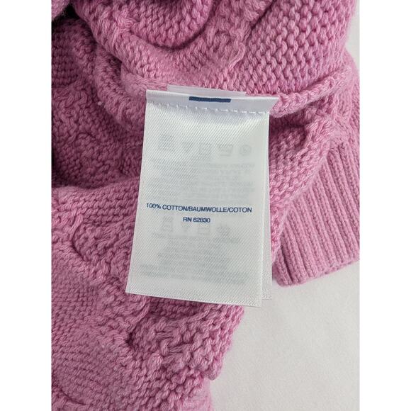 Lands End Sweater Womens Large Pink Cableknit Drifter Fisherman Cotton Academia - Picture 5 of 8